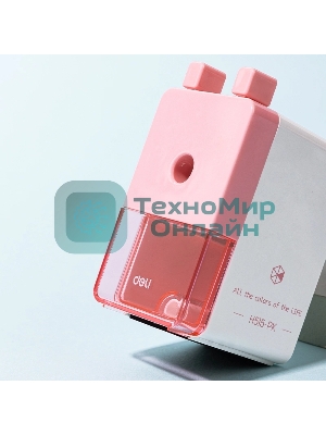 Точилка для карандашей механическая Deli EH515-PK, 1 отверстие, пластик, розовый/белый, пластиковый бокс