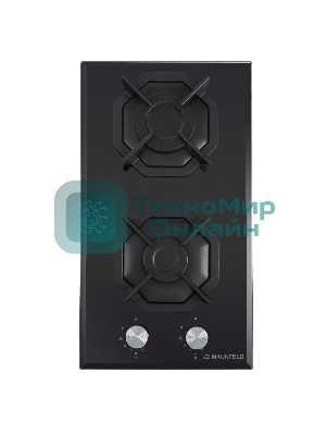 Газовая варочная панель Maunfeld EGHG.32.2CB/G, 2 конфорки, закаленное стекло, черный