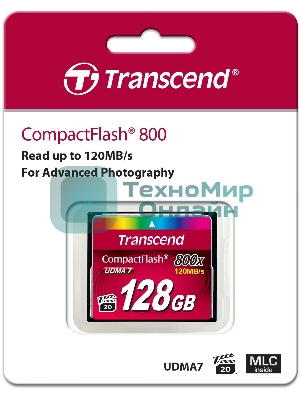 Флеш карта CF 128Gb, Transcend Ultra Speed 800X