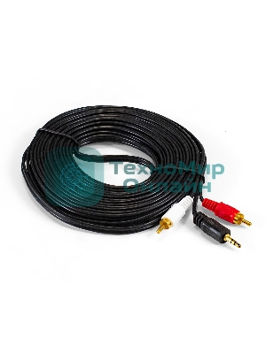 Кабель аудио Exegate EX-CCA-458-10.0 (3.5мм Jack M/2xRCA M, 10м, позолоченные контакты)