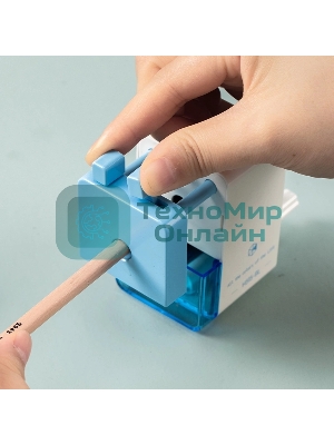 Точилка для карандашей механическая Deli EH515-BL, 1 отверстие, пластик, голубой/белый, пластиковый бокс