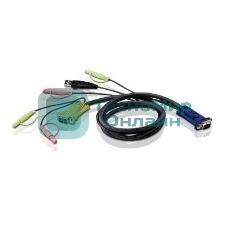 Кабель ATEN KVM Cable 2L-5305U Кабель для KVM: USB(Am)+DB15(m)+2*Audio (PC) -на- SPHD15(m)+2*Audio (KVM), 5м