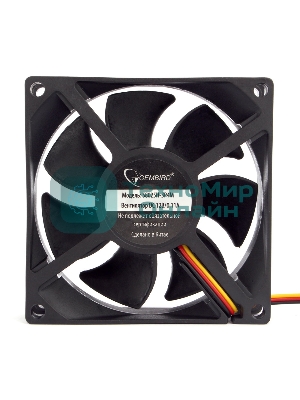Вентилятор для корпуса Gembird 80x80x25, гидрод., тихий, 3 pin/4pin Molex, провод 30 см