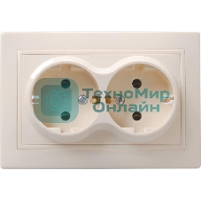 Розетка 2-м СП Кварта 16А РС12-3-ККм с заземл. IP20 крем. ИЭК ERK24-K33-16-DM