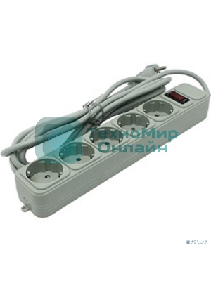 Сетевой фильтр ExeGate EX221186RUS SP-5-3G (5 розеток, 3 м, евровилка, серый)