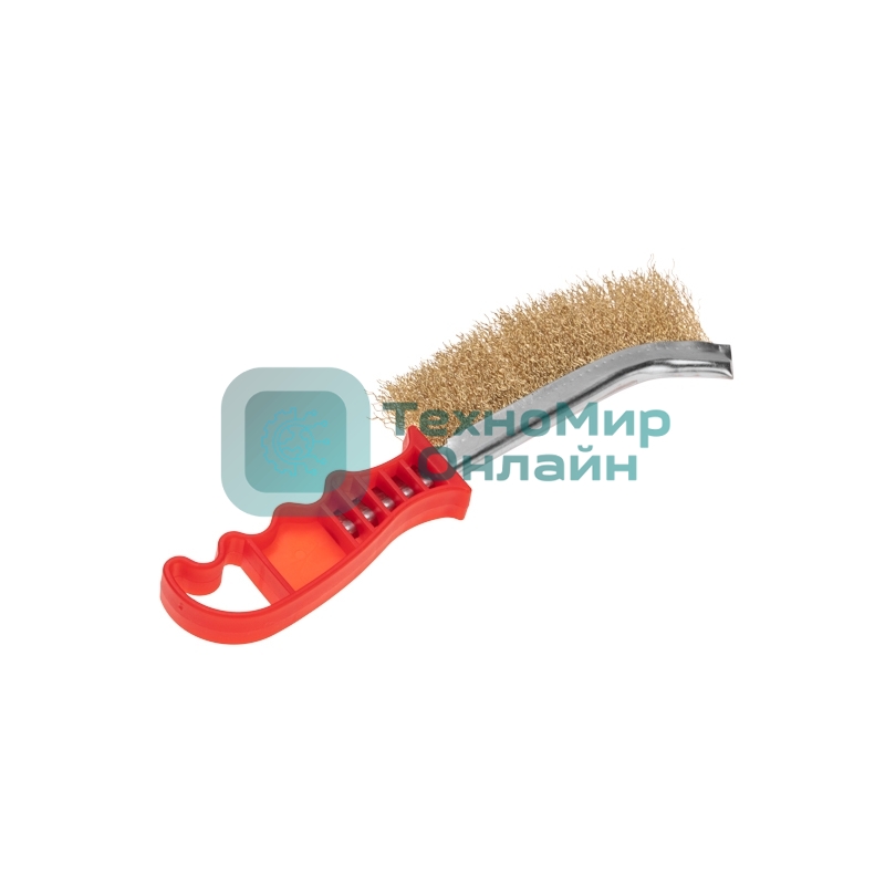 Щетка металлическая Kranz с пластиковой ручкой, витая латунированная проволока