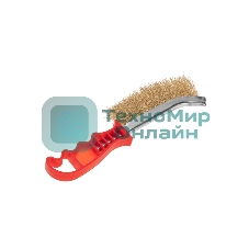 Щетка металлическая Kranz с пластиковой ручкой, витая латунированная проволока