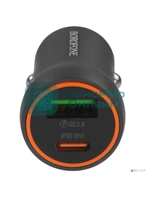 Автомобильное зарядное устройство BOROFONE BZ32A/Авто ЗУ/PD + QC 3.0/2 USB: Type-C + Type-A/Выход: 30W + 18W/графит