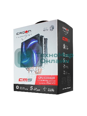 Кулер для процессора Crown CM-5 прозрачный/черный, 120 мм, 1500 об/мин, 30.8 дБ, 4 pin, 187 Вт, 148 мм