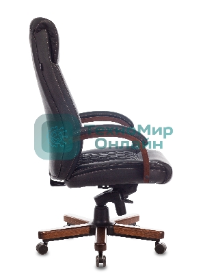 Кресло Бюрократ T-9924WALNUT черный, кожа, подголовник
