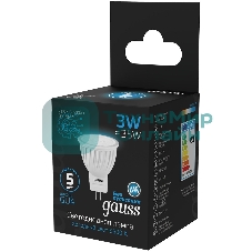 Лампа светодиодная Gauss 132517303 3Вт цок.:GU4 рефлек. 220B 6500K св.свеч.бел.хол. (упак.:10шт)
