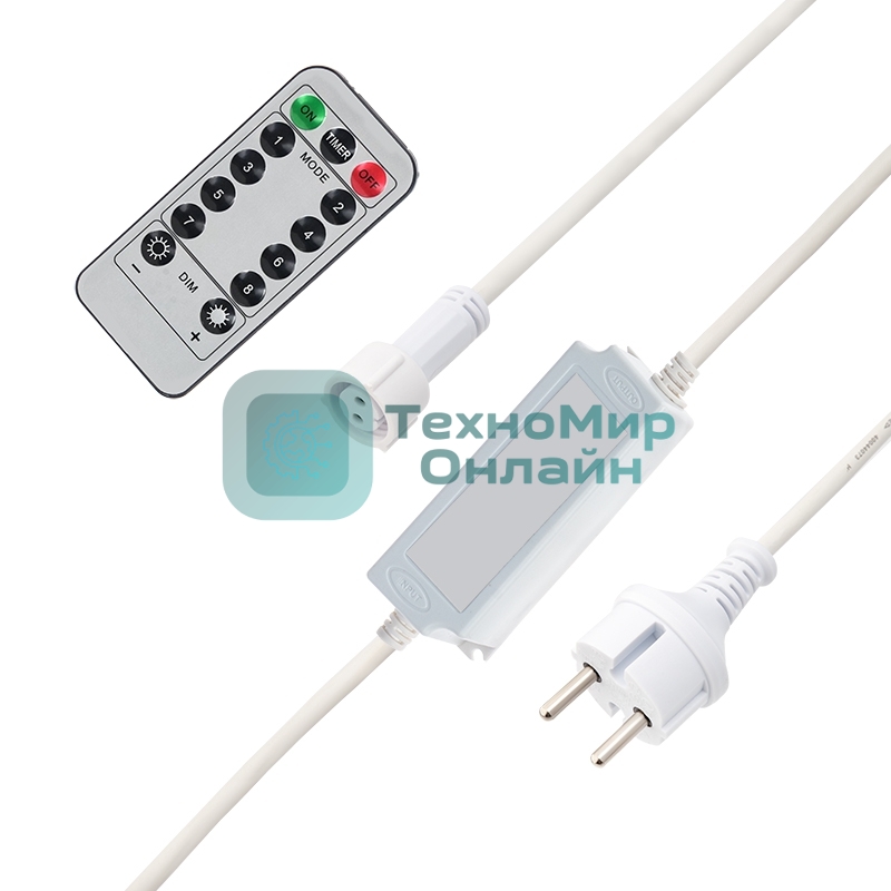 Контроллер с радиопультом для уличных гирлянд Neon-night Сеть и Твинкл, белый