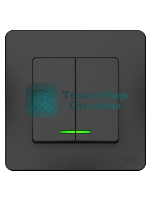 Выключатель 2-кл. СП Blanca (сх.5) 10А 250 В с подсветкой антрацит SchE BLNVS010516