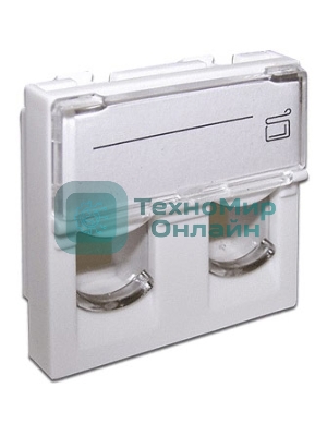 Вставка 45x45 на 2 модуля, со шторкой и увеличенным окном маркировки, белая