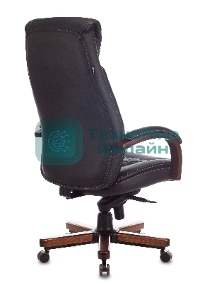 Кресло Бюрократ T-9924WALNUT черный, кожа, подголовник