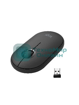 Мышь беспроводная Logitech Pebble M350 графитовый, 1000 dpi, радиоканал, Bluetooth, USB, кнопки - 3