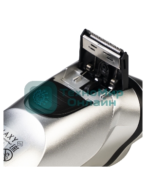 Электробритва Galaxy Line GL 4209, серебряный с черным, роторная, аккумуляторная, 5 Вт, Li-Ion аккумулятор емкостью 600 мА*ч, время непрерывной работы до 1,5 ч, ножи из нержавеющей стали, 3 независимые плавающие головки, возможность промывки бреющего блока, индикатор заряда и работы, встроенный триммер для подравнивания висков, USB зарядка