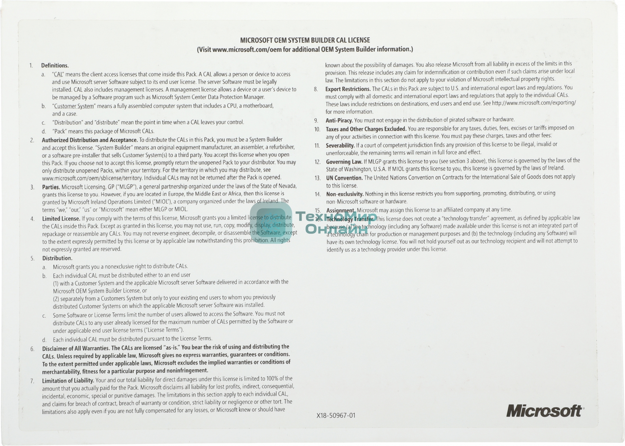 Операционная система Microsoft Windows Server CAL 2022 English 1pk DSP OEI 5 Clt User CAL (R18-06466)