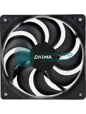 Вентилятор для корпуса Digma DFAN-120-9 черный, 120 мм, 1200 об/мин, 23 дБ, 4 pin