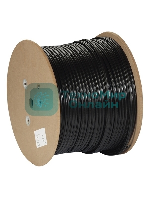 Кабель Exegate FTP 4 пары кат.5e медь, экран, внешн. прокладка, с тросом, катушка 305м, черный, PE