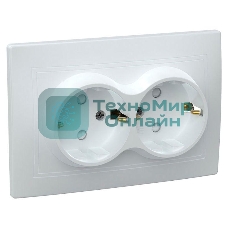 Розетка силовая IEK ERK21-K01-16-DM РСш12-3-КБ 2 местн. c з/к с защ.штор. 16А КВАРТА (белый)