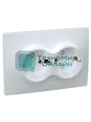 Розетка силовая IEK ERK21-K01-16-DM РСш12-3-КБ 2 местн. c з/к с защ.штор. 16А КВАРТА (белый)
