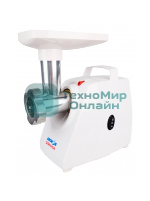 Мясорубка электрическая Аксион М33.01 белый, 1500 Вт, 1.7 кг/мин, реверс, защита от перегрузки, насадки - 3