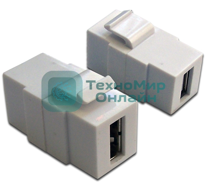 Модуль Keystone, USB 2.0, тип A, мама-мама, 180 градусов, белый
