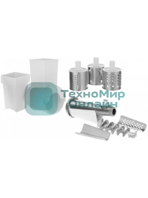 Комплект приставок к мясорубкам Аксион АМ 11.02, овощерезки с 3-мя сменными барабанами и приставкой-соковыжималкой