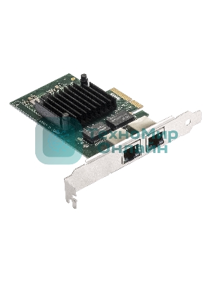 Сетевой адаптер ExeGate EXE-I350-T2V2 (PCI-E x4 v2.1, порты 2xRJ45 (медные), 10/100/1000Mbps, Gigabit NIC Intel Chipset NHI350AM2)