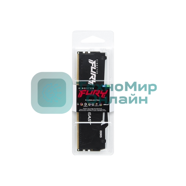 Оперативная память Kingston Fury Beast, DDR5, 32Gb (1x32Gb), 5200MHz, CL40, DIMM, с радиаторами, RGB, черный