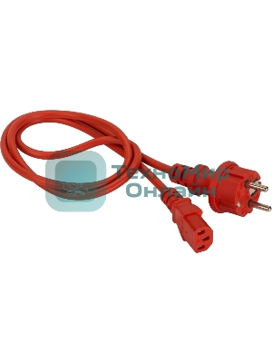 Шнур питания Lanmaster C13-Schuko прямая, 3х0.75, 220В, 10А, красный, 3 метра