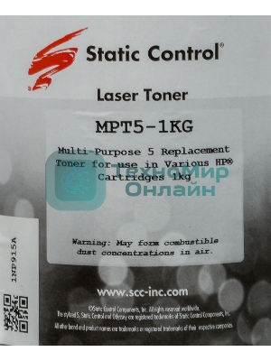 Тонер Static Control MPT5-1KG черный флакон 1000гр. для принтера HP LJ1200/4100/5000