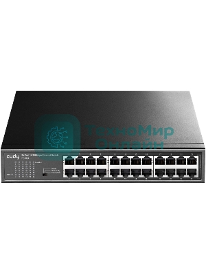 Коммутатор 24-Port 10/100 Mbps Switch, 24 10/100 Mbps RJ45 Ports, Switch/VLAN/Extend working mode DIP switch, Rack-mountable Steel Case, Power Saving, Plug & Play, Rack-Mount kits included