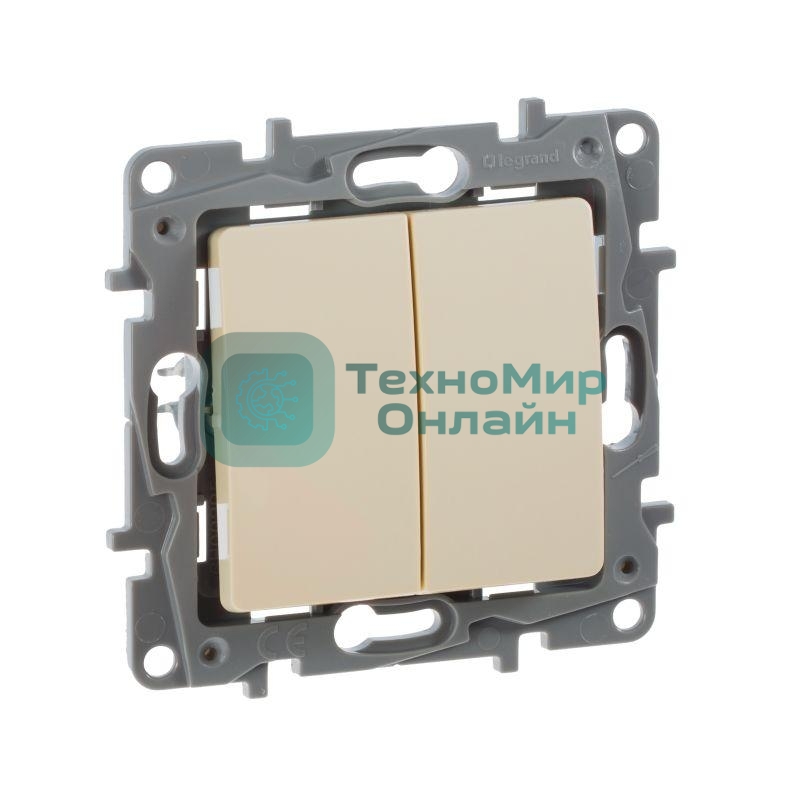 Механизм выключателя 2-кл. СП Etika 10АX безвинт. зажимы сл. кость Legrand 672302