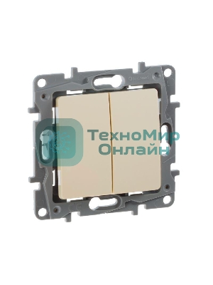 Механизм выключателя 2-кл. СП Etika 10АX безвинт. зажимы сл. кость Legrand 672302