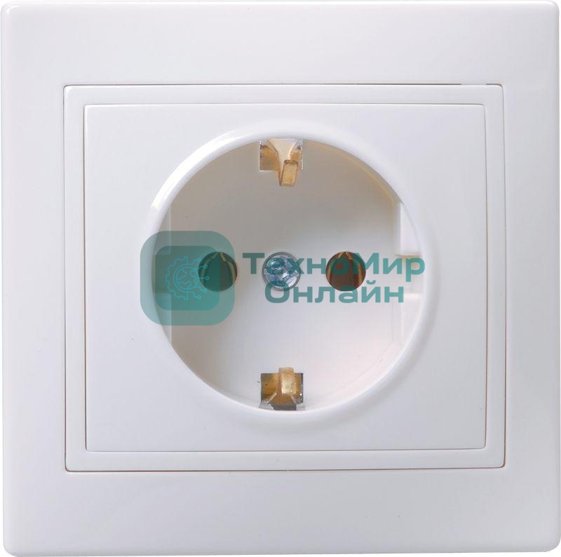 Розетка IEK ERK14-K01-16-DM РС10-3-КБ 1местн. c з/к без защ.штор. 16А КВАРТА (белый)