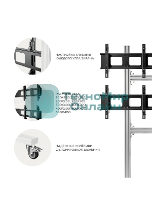 Напольный мобильный стенд ONKRON FSPRO2L-22 для видеостен 2х2 4 x 40”- 50
