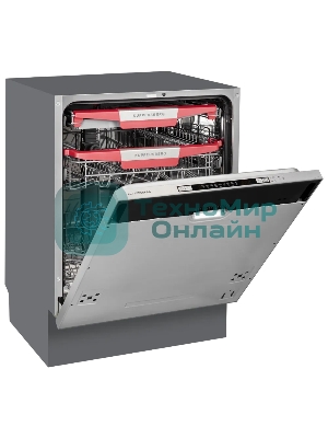 Встраиваемая посудомоечная машина Kuppersberg GLM 6080 Полноразмерная, 60 см, 14 комплектов, 7 программ, внутреннее освещение, автоматическое открывание дверцы, 3 корзины, луч на полу, уровень шума 49 дБ, А+++