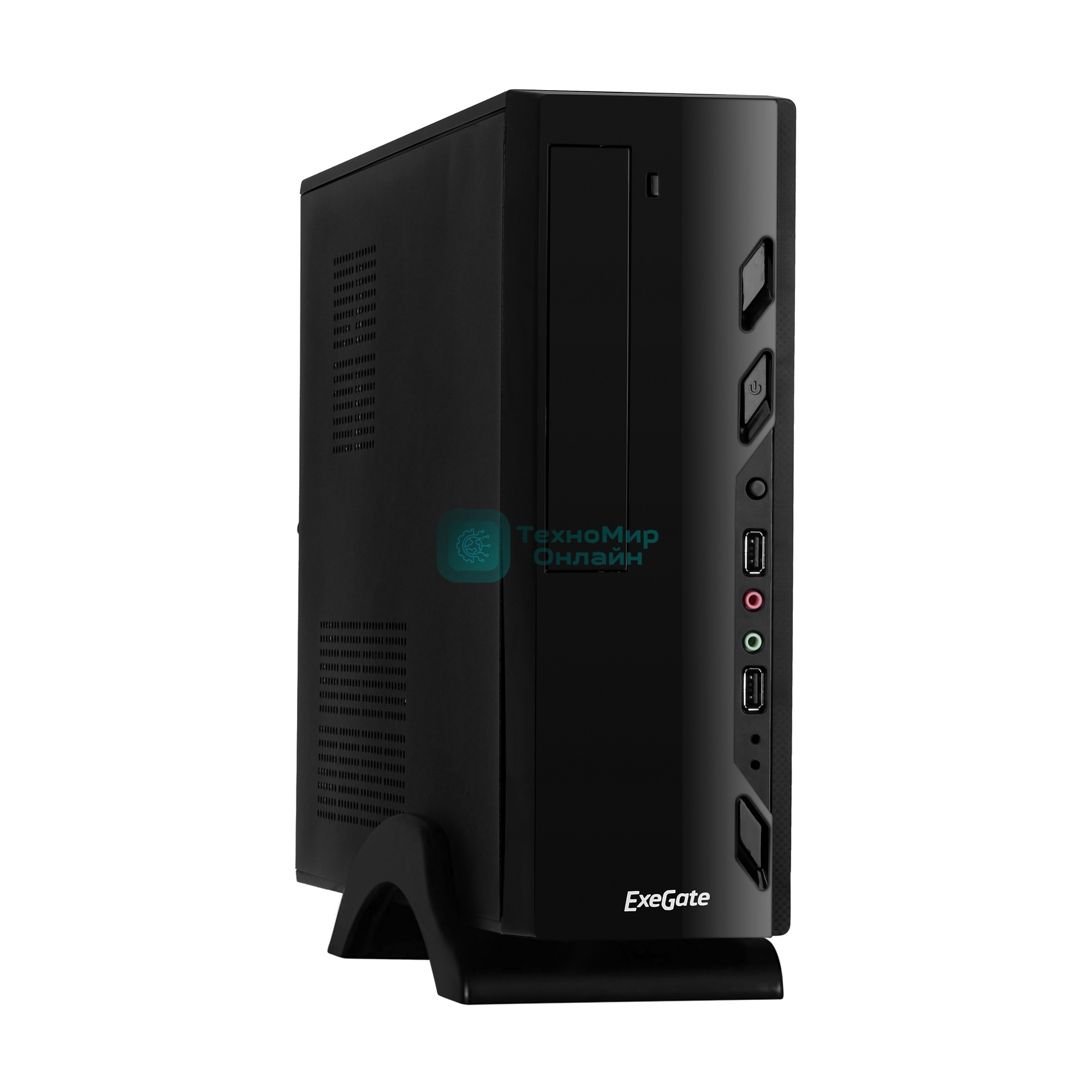 Компьютерный корпус ExeGate EX268694RUS Компьютерный корпус MiniITX ExeGate MI-208 Black, miniITX/mATX, M350, 80мм, 2хUSB, Audio