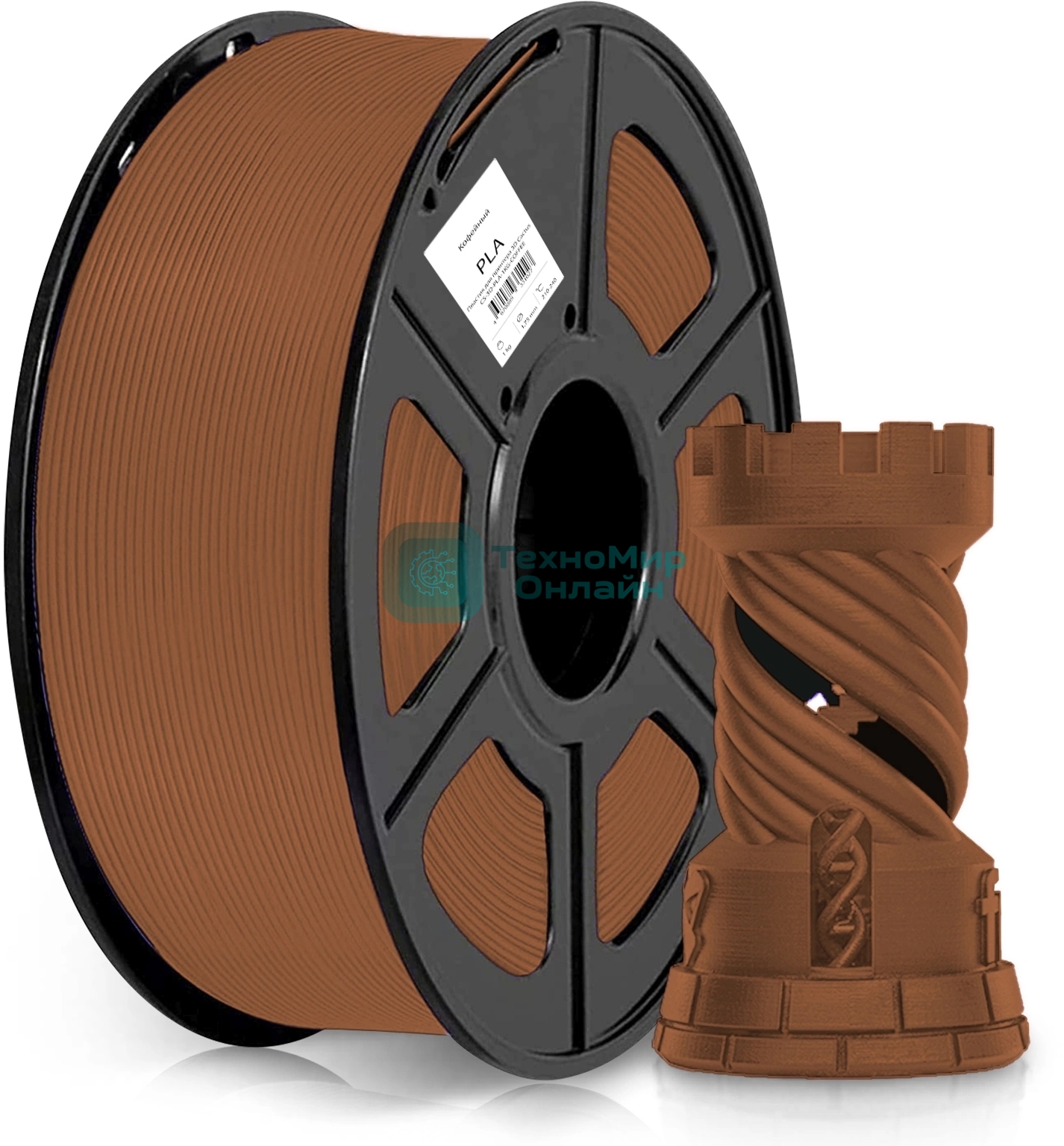 Пластик для принтера 3D Cactus CS-3D-PLA-1KG-COFFEE PLA d1.75мм 1кг 1цв.