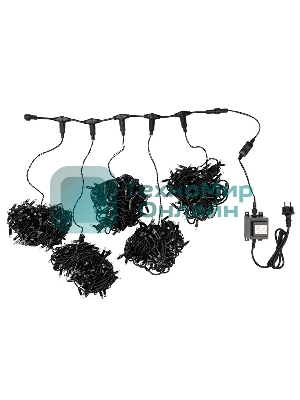 Гирлянда Neon-night LED ClipLight 24V, 5 нитей по 20 метров, цвет диодов желтый, Flashing (белый)