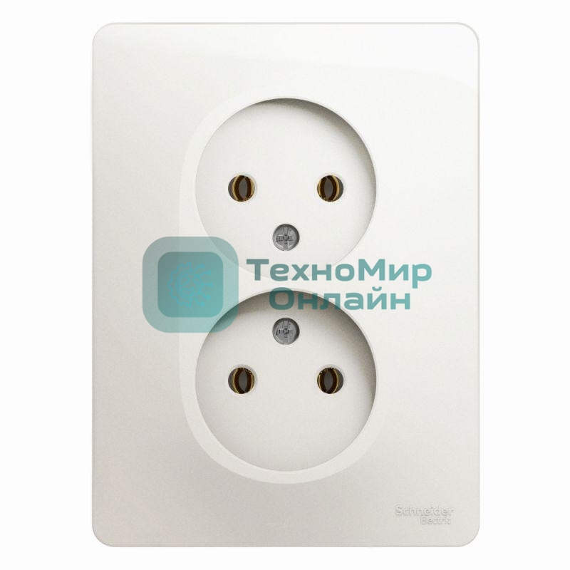 Розетка 2-м СП Glossa 16А IP20 без заземл. в сборе перламутр SchE GSL000620