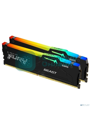 Оперативная память Kingston Fury Beast, DDR5, 32Gb (2x16 Gb), 6400 MHz, CL32, радиатор, RGB, черный