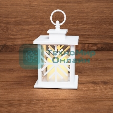 Декоративный фонарь Neon-night со свечкой, белый корпус со снежинкой, размер 12х12х18 см, цвет теплый белый