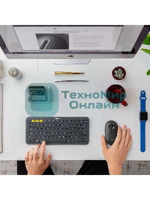 Мышь беспроводная Logitech Pebble M350 графитовый, 1000 dpi, радиоканал, Bluetooth, USB, кнопки - 3