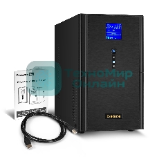 Источник бесперебойного питания (инвертор, синус, для котла) ExeGate SineTower SN-3000.LCD.AVR.3SH.1C13.RJ.USB 3000VA/2400W, чистая синусоида, LCD дисплей, AVR, 3*Schuko+1*C13, RJ45/11, USB, линейно-интерактивный, черный