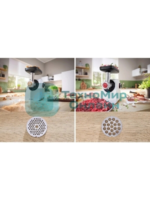 Мясорубка электрическая Bosch MFWS420W белый, 1900 Вт, 2.5 кг/мин, реверс, насадки - 3