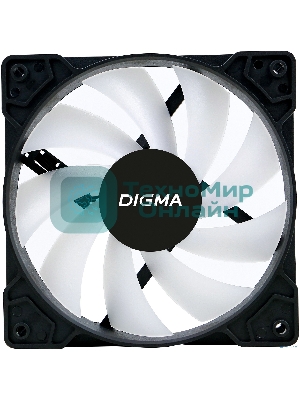 Вентилятор для корпуса Digma DFAN-FRGb1 черный, 120 мм, 1200 об/мин, 23 дБ, 4 pin