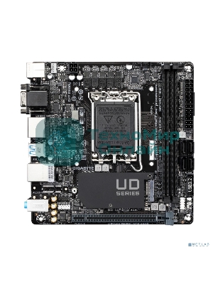 Материнская плата Gigabyte H610I, LGA 1700, Intel H610, 2xDDR5, 4xSATA, 1xM.2, 1xPCIe 4.0 x16, 1xHDMI, 1xVGA, 2xDP, 1x 1Gb LAN, 2xUSB-A 3.2 Gen 1, 4xUSB-A 2.0, 3x 3.5 мм, 7.1, Mini-ITX